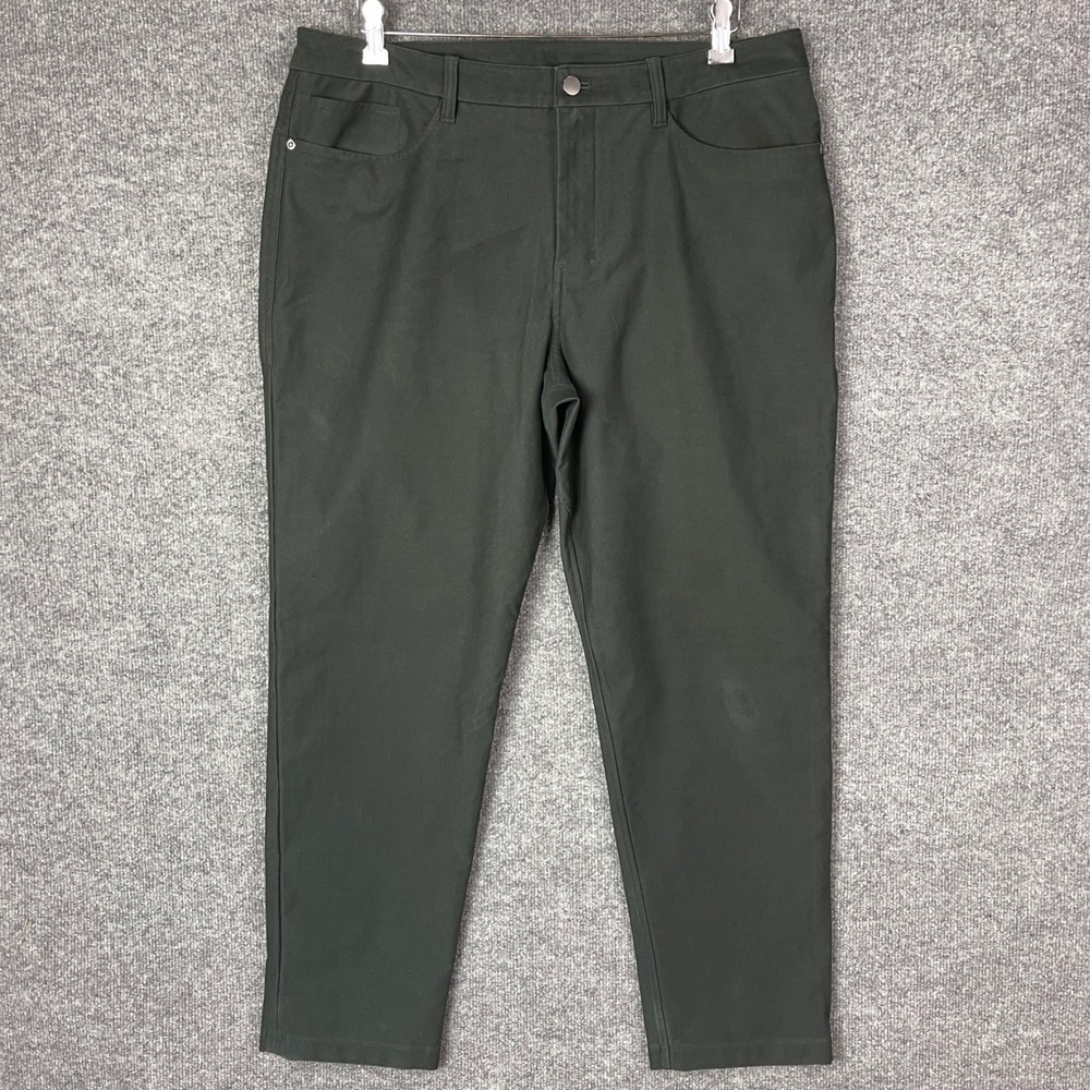 Mens Dark Green Straight Leg Pants Casual Comfort Stretch‎ Size 36